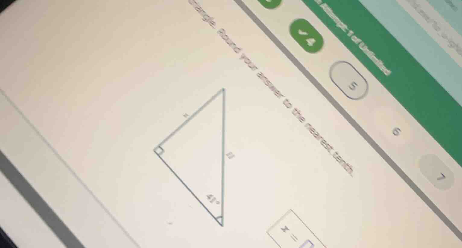 triangle. round your answer to the nearest tenth. $x = $