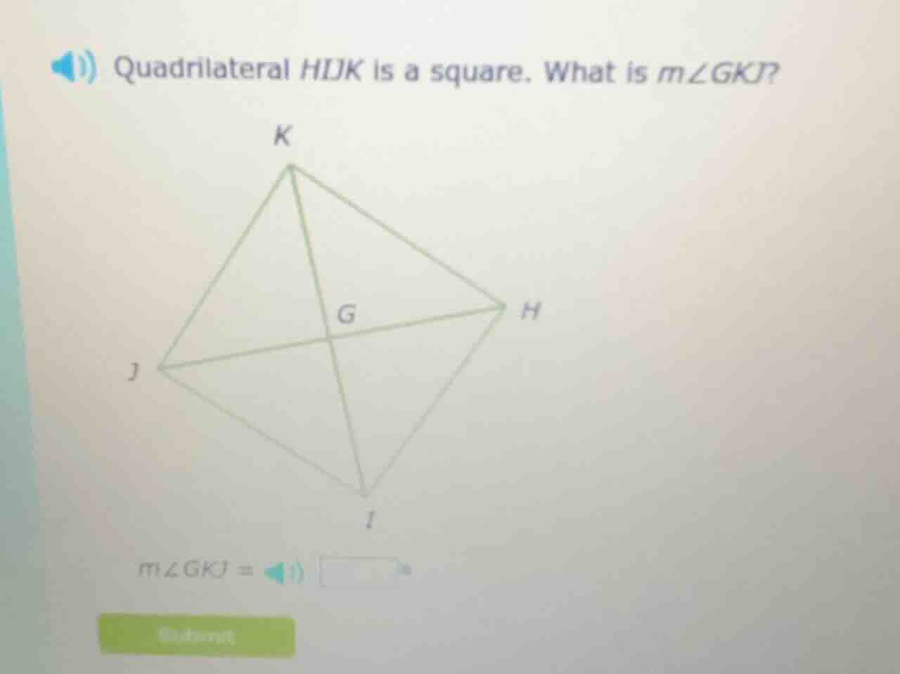 quadrilateral hijk is a square. what is $m\\angle gkj$? $m\\angle gkj =…