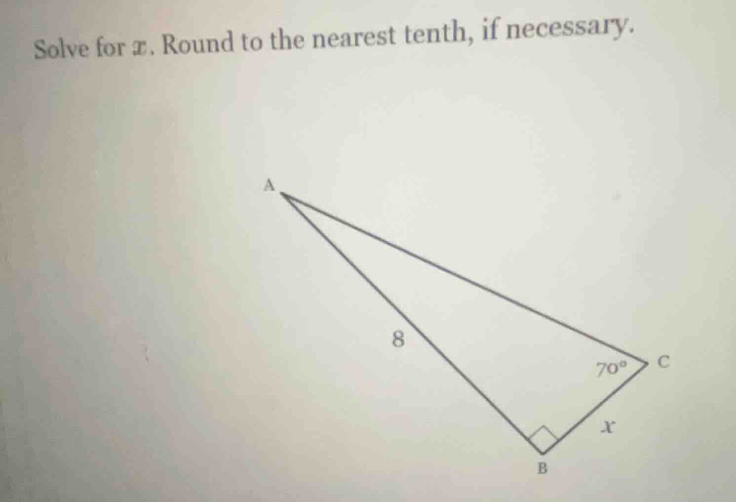 solve for $x$. round to the nearest tenth, if necessary.