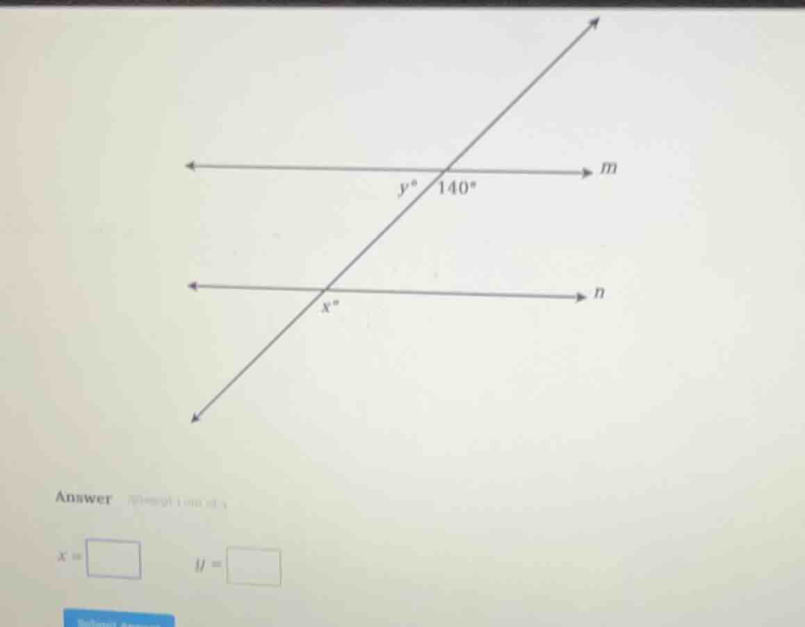 find the values of $x$ and $y$. answer $x = \\square$ $y = \\square$