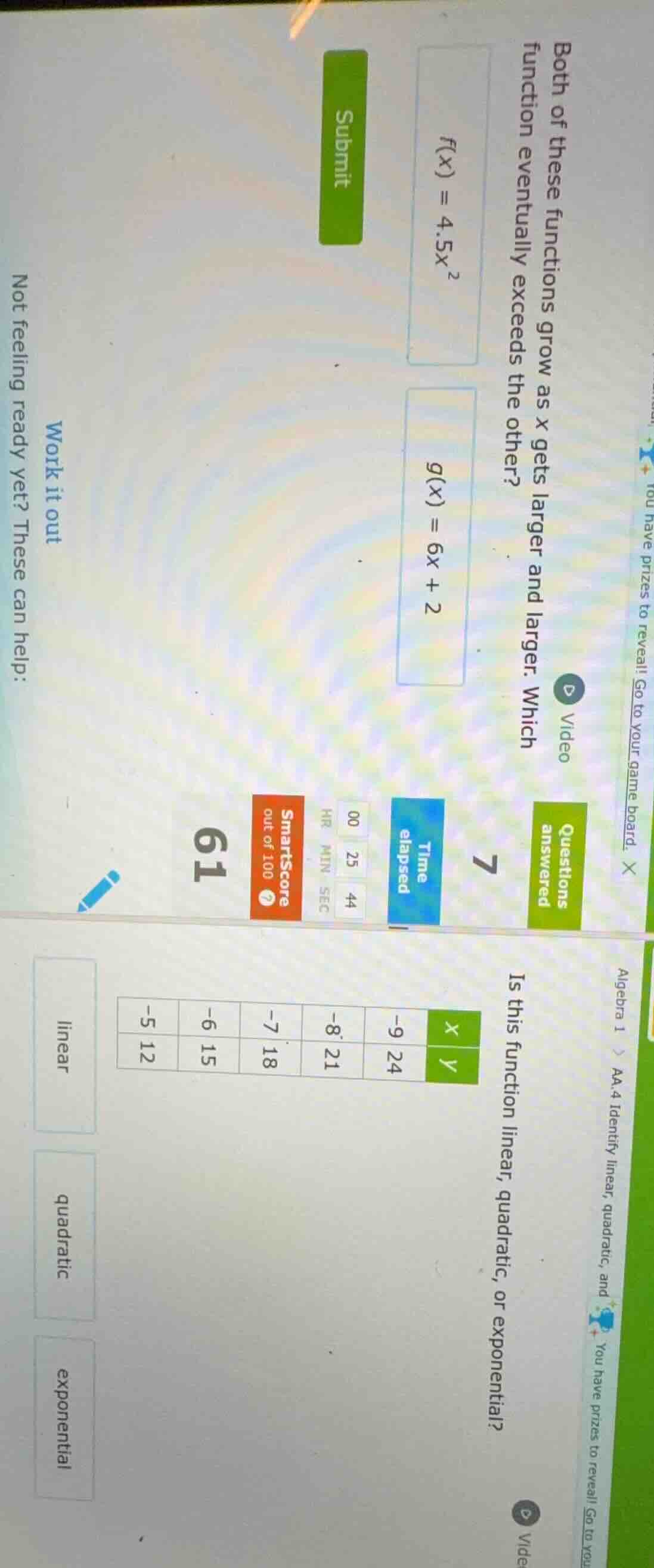 1. both of these functions grow as x gets larger and larger. which func…
