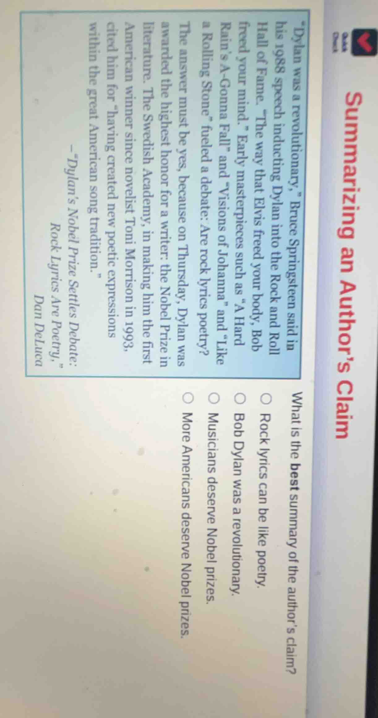 summarizing an authors claimwhat is the best summary of the authors cla…