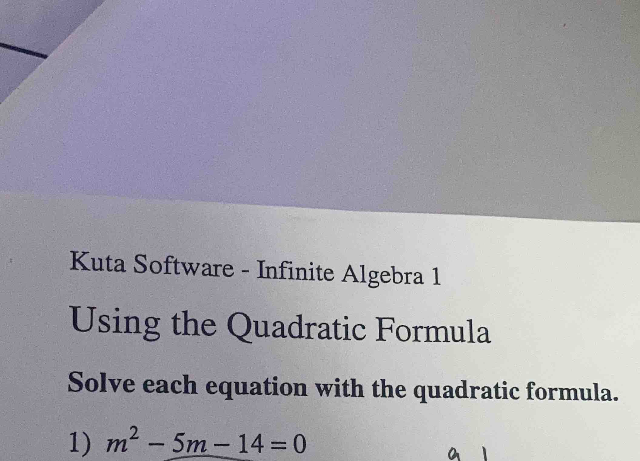 kuta software - infinite algebra 1 using the quadratic formula solve ea…