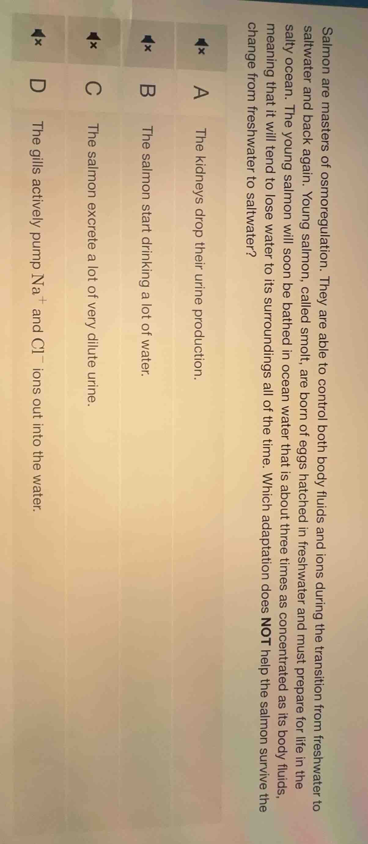 salmon are masters of osmoregulation. they are able to control both bod…