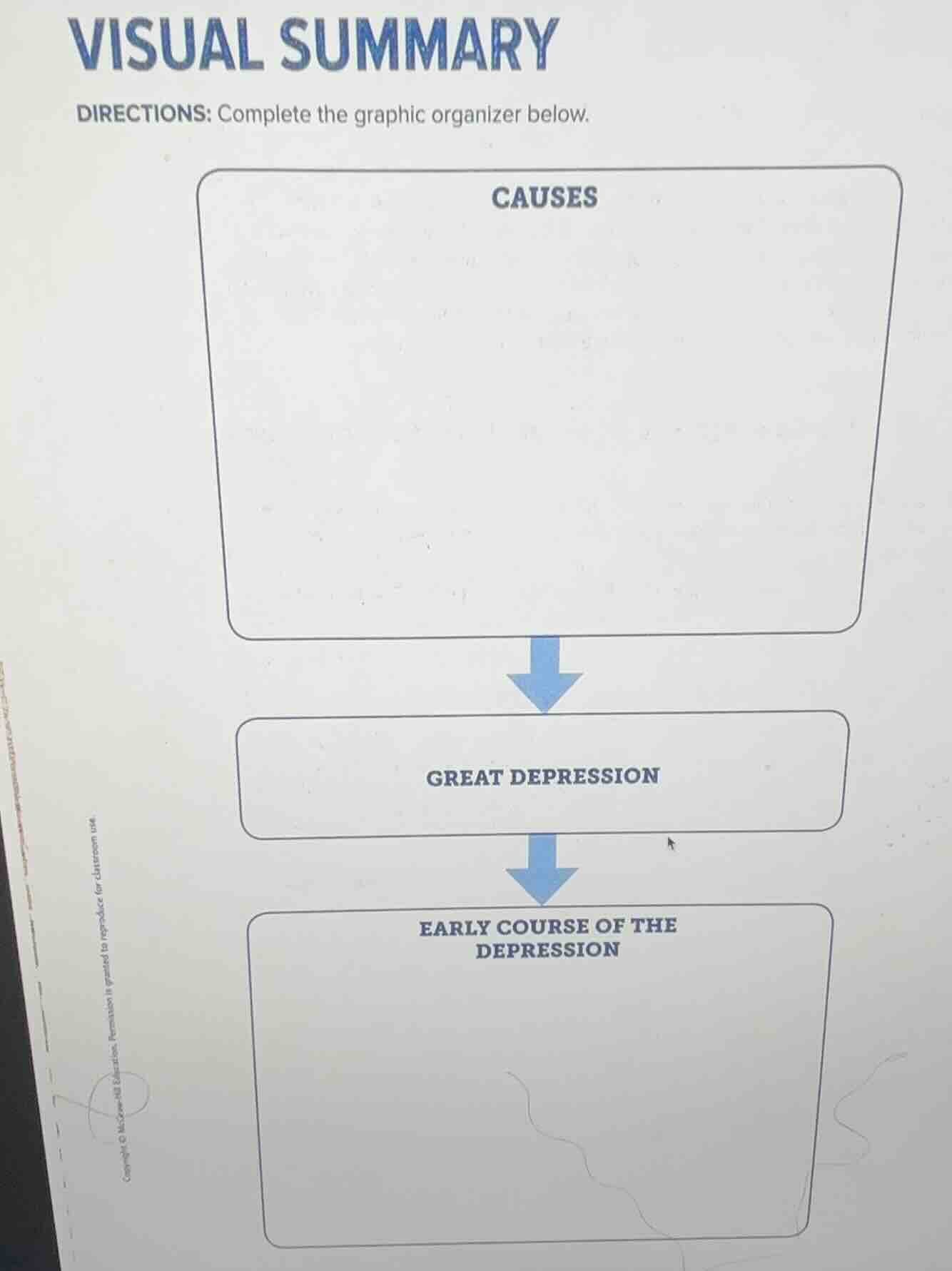 visual summary directions: complete the graphic organizer below. causes…