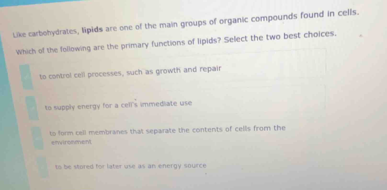 like carbohydrates, lipids are one of the main groups of organic compou…