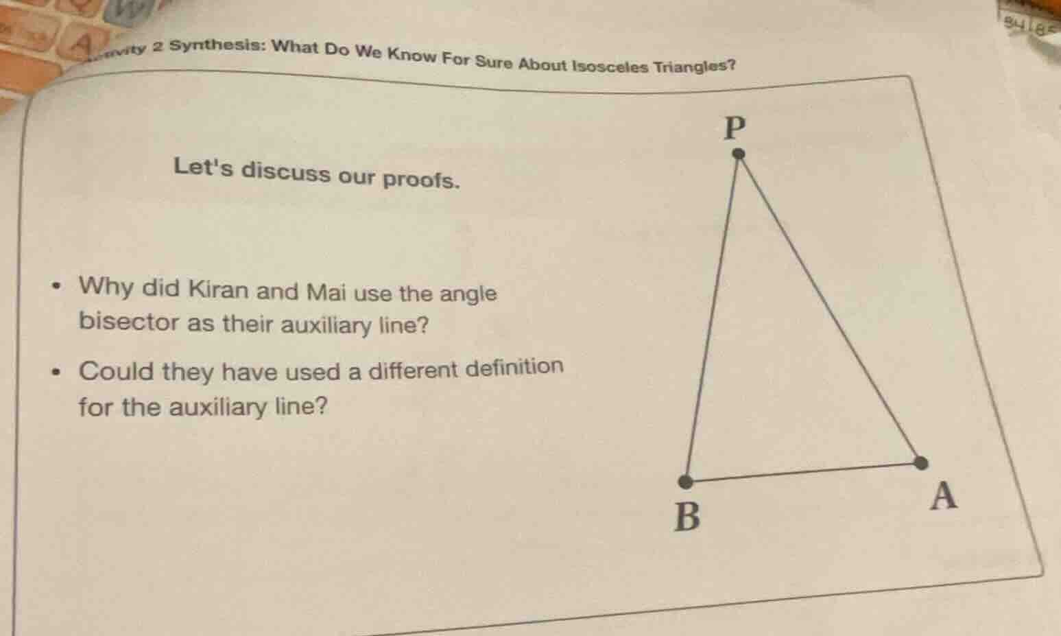 activity 2 synthesis: what do we know for sure about isosceles triangle…