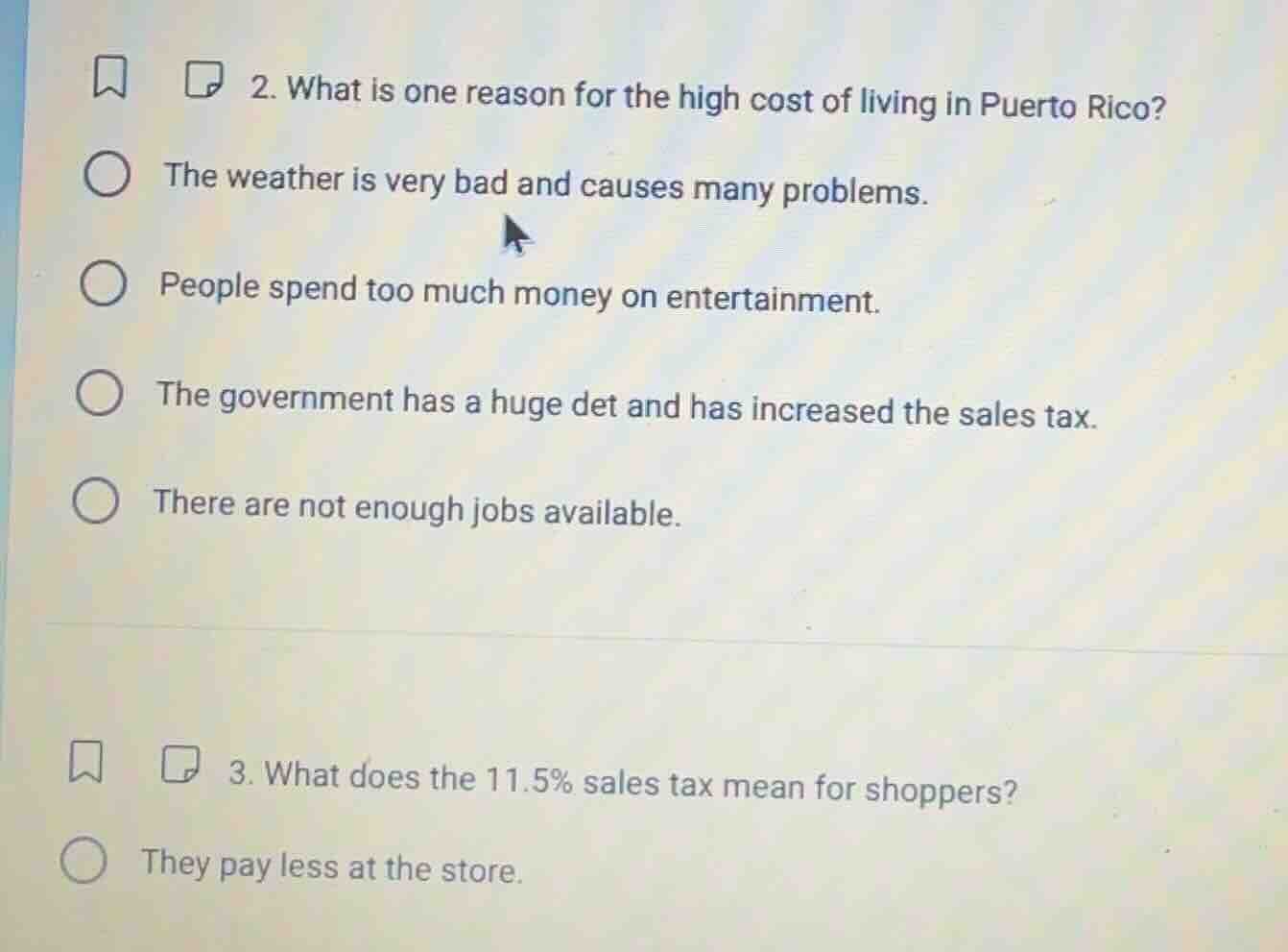 2. what is one reason for the high cost of living in puerto rico?the we…