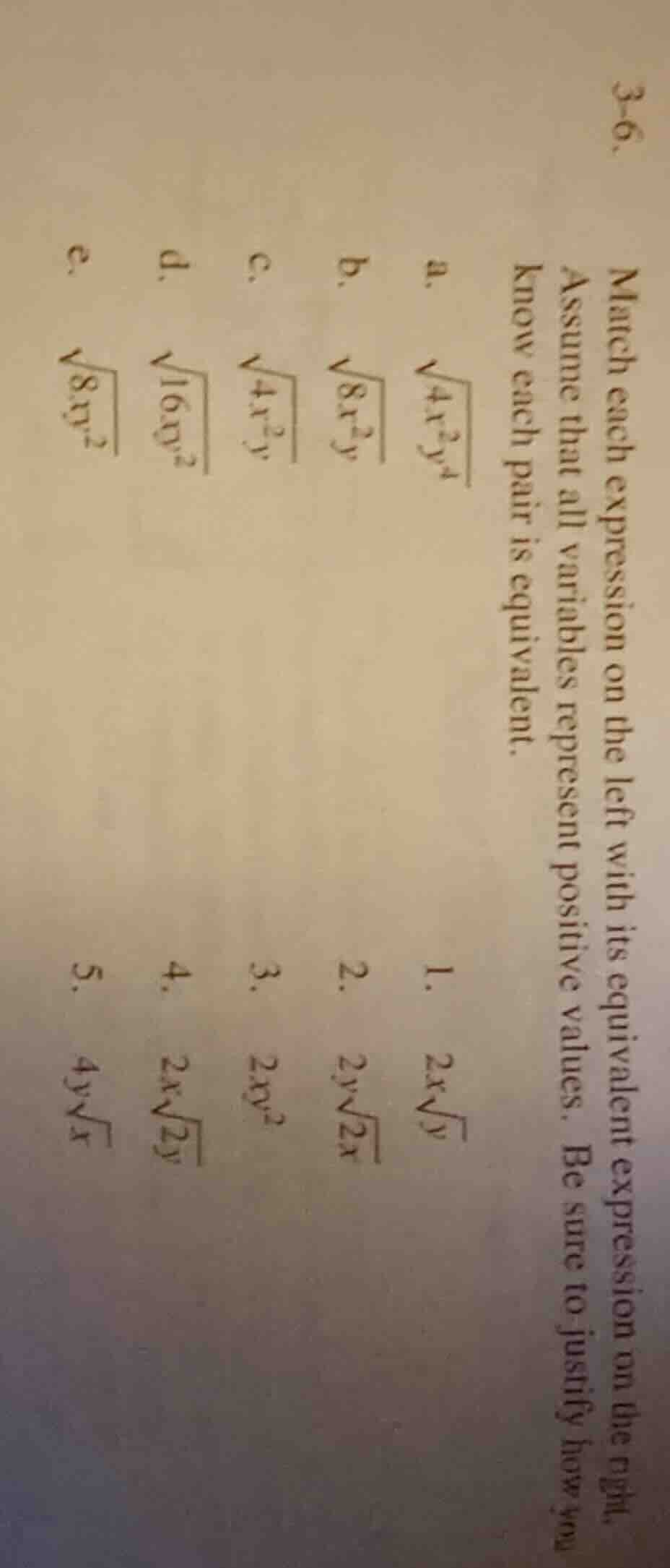 3-6. match each expression on the left with its equivalent expression o…
