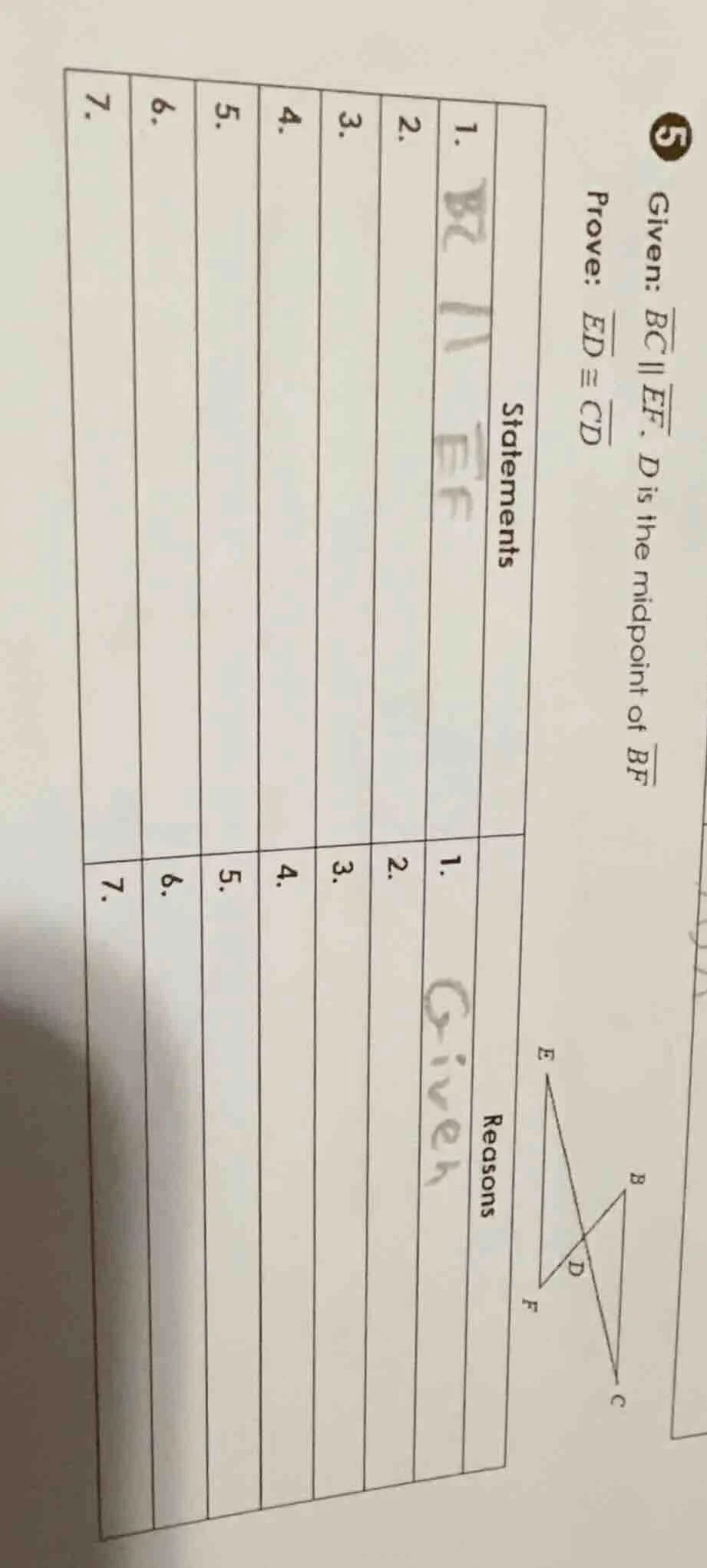 5 given: $overline{bc}\\parallel\\overline{ef}$. $d$ is the midpoint of…
