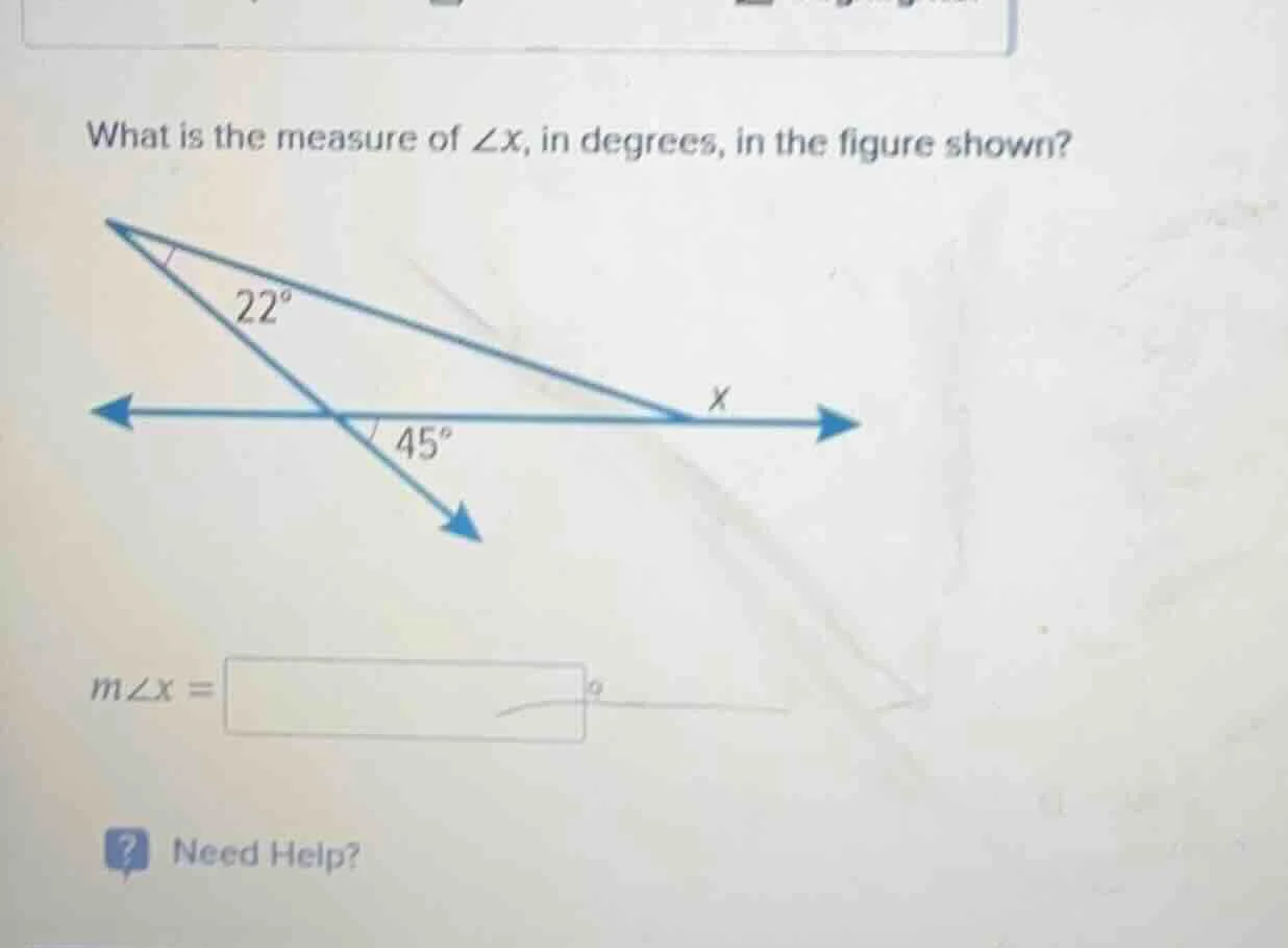 what is the measure of $angle x$, in degrees, in the figure shown? $man…