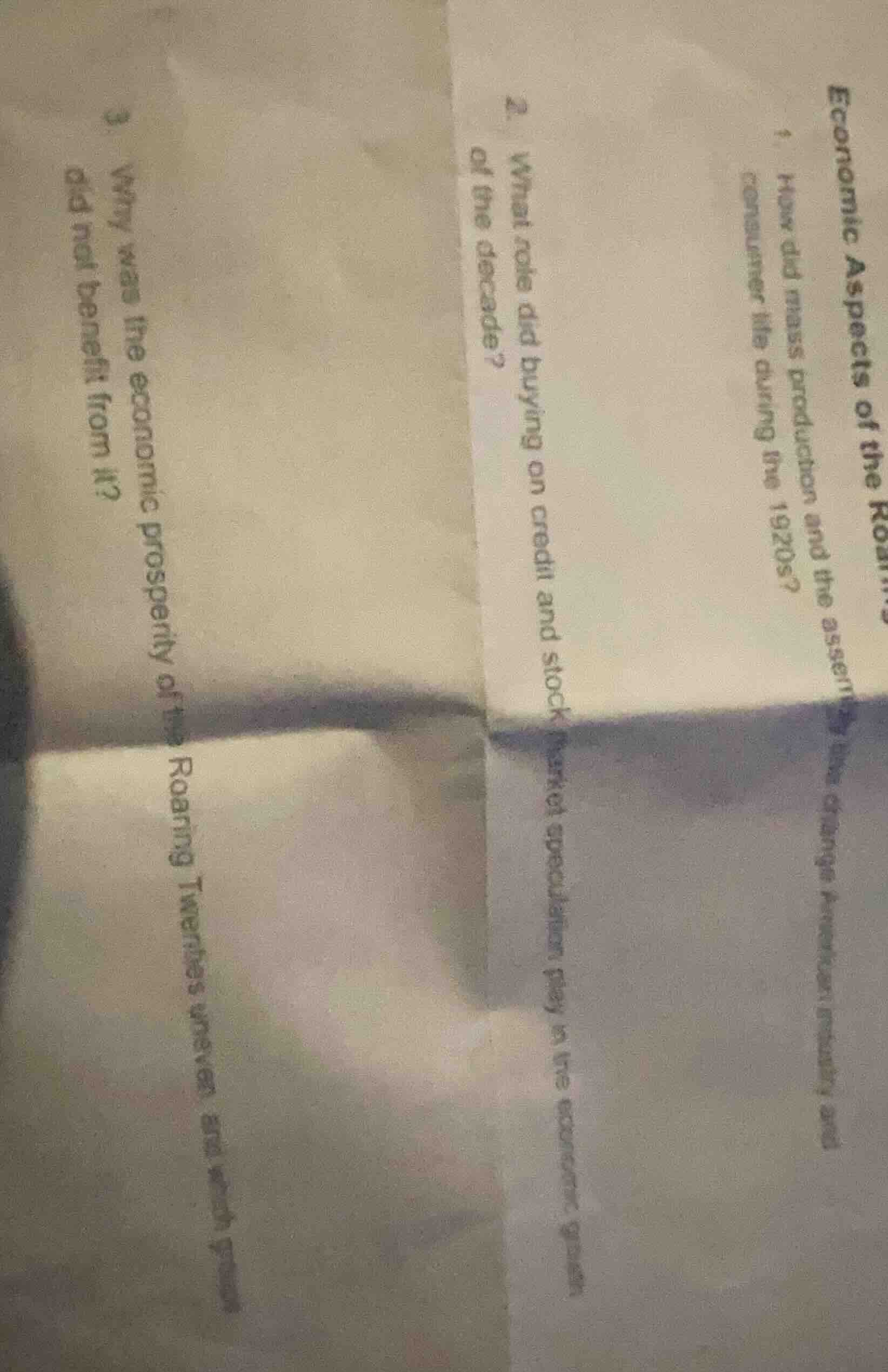 economic aspects of the roaring1. how did mass production and the assem…