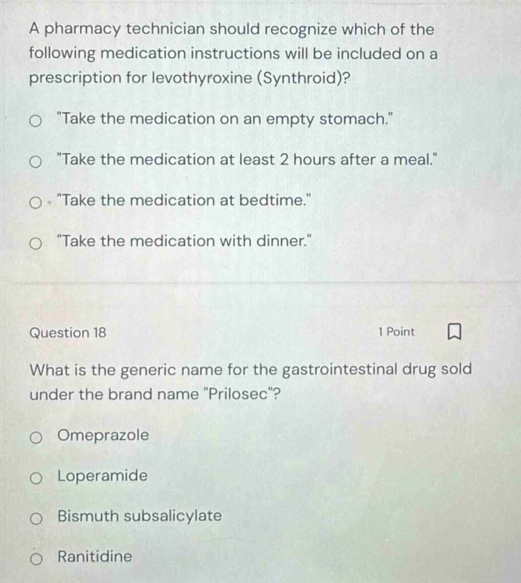 a pharmacy technician should recognize which of the following medicatio…