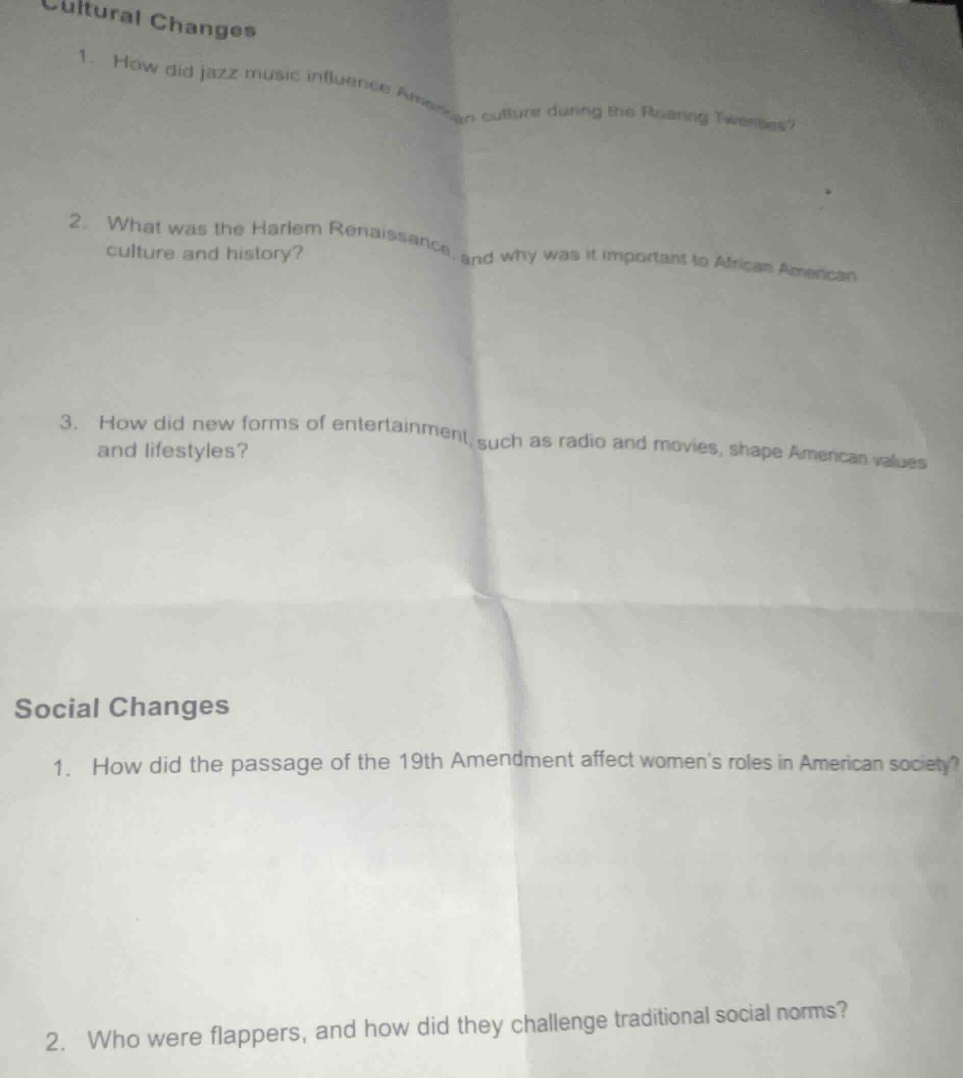 cultural changes 1. how did jazz music influence american culture durin…