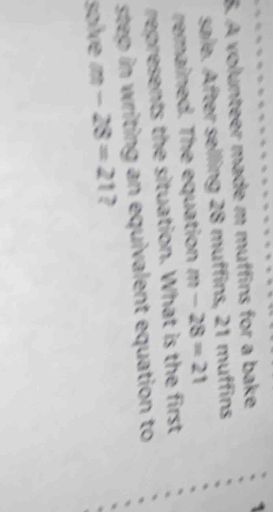 a volunteer made $m$ muffins for a bake sale. after selling 28 muffins,…