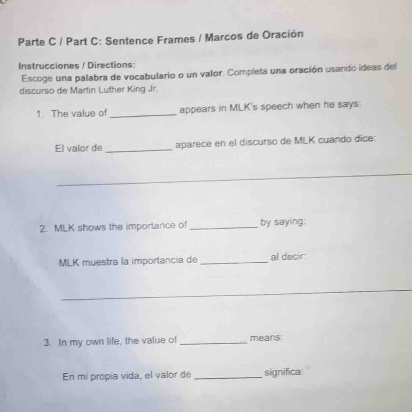parte c / part c: sentence frames / marcos de oración instrucciones / d…