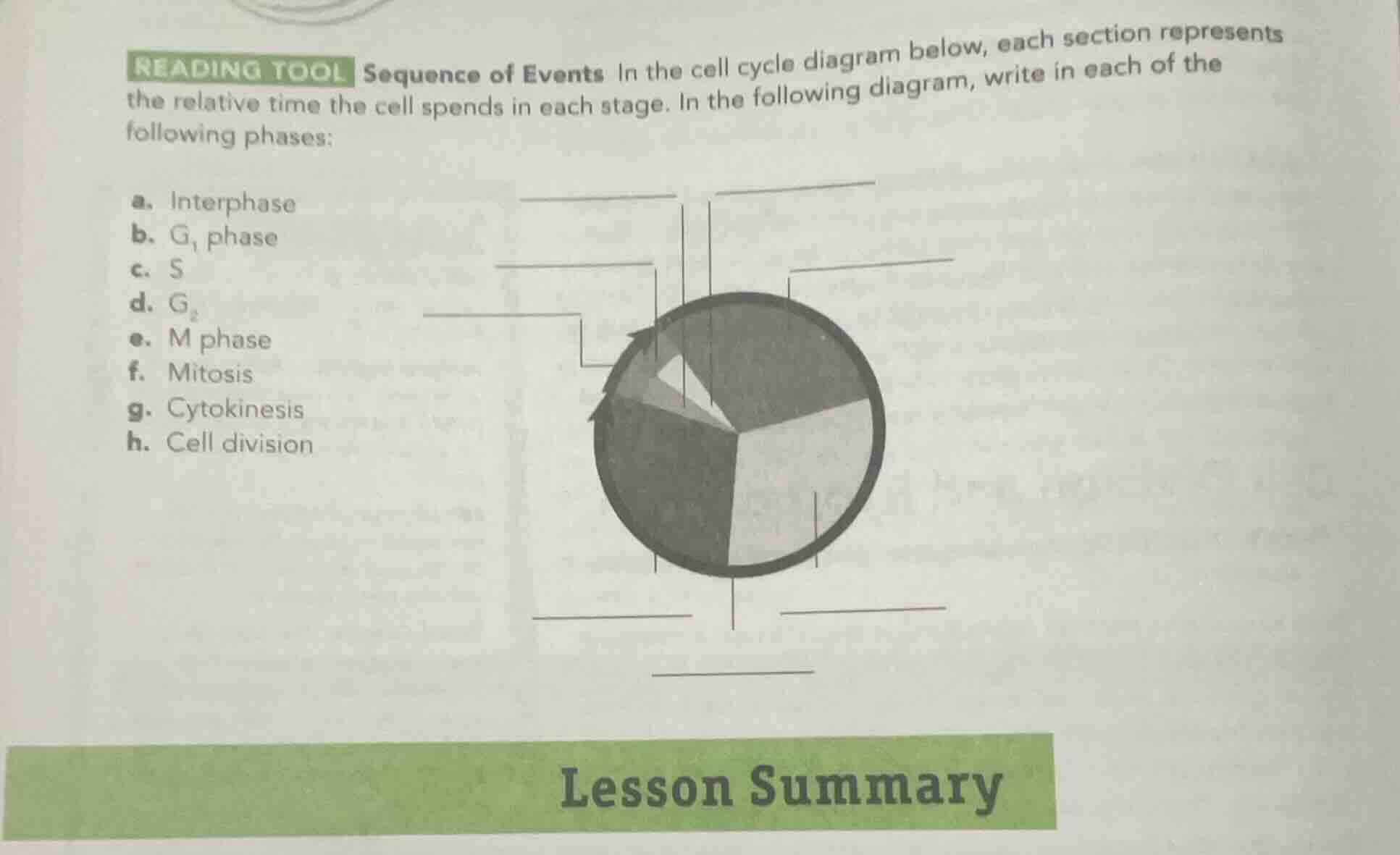 reading tool sequence of events in the cell cycle diagram below, each s…