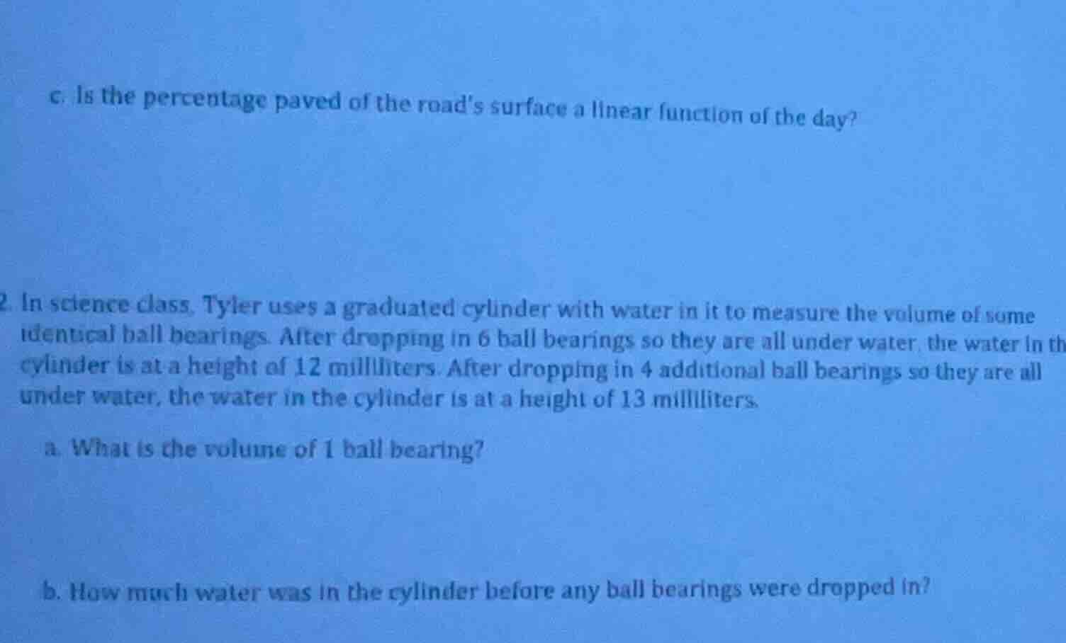 c. is the percentage paved of the roads surface a linear function of th…