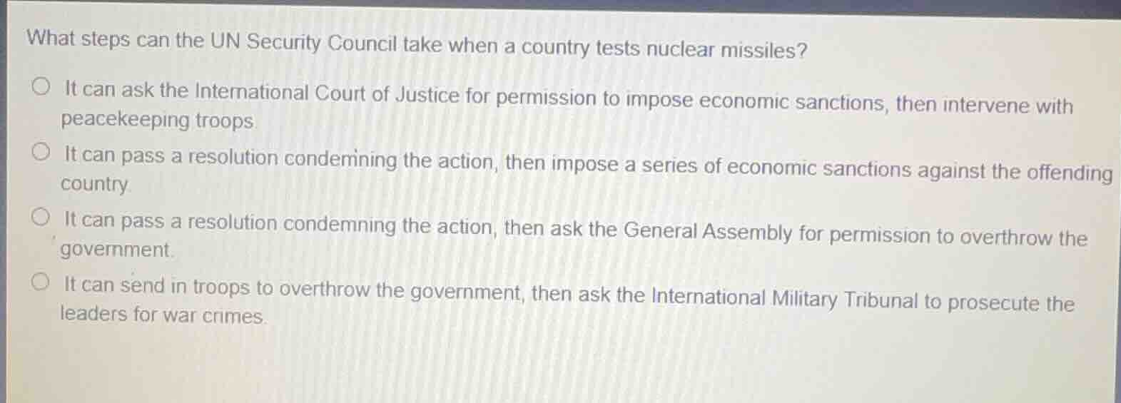 what steps can the un security council take when a country tests nuclea…