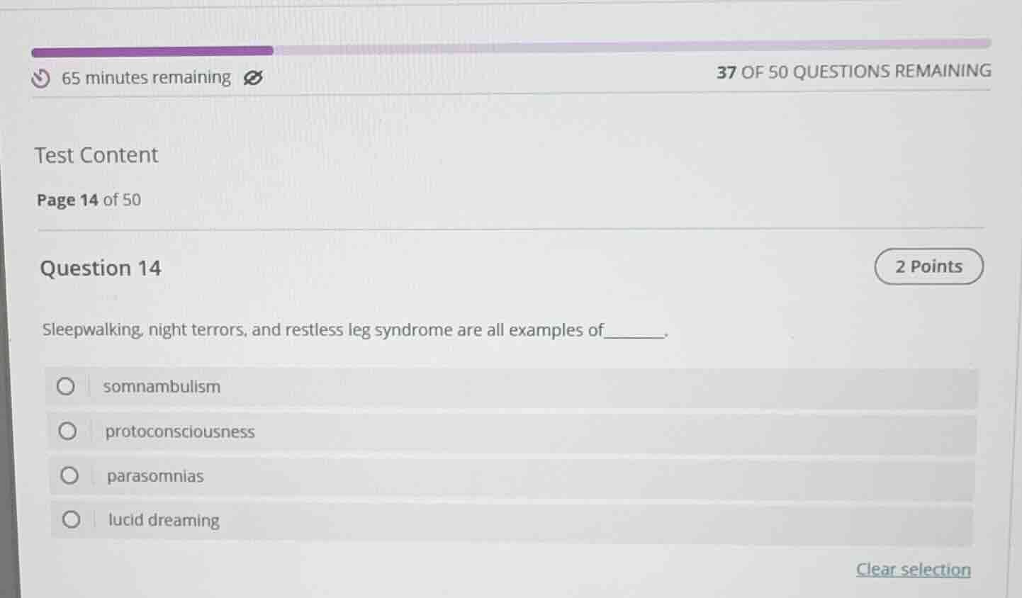 65 minutes remaining37 of 50 questions remainingtest contentpage 14 of …