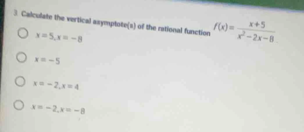 3 calculate the vertical asymptote(s) of the rational function $f(x)=\\…