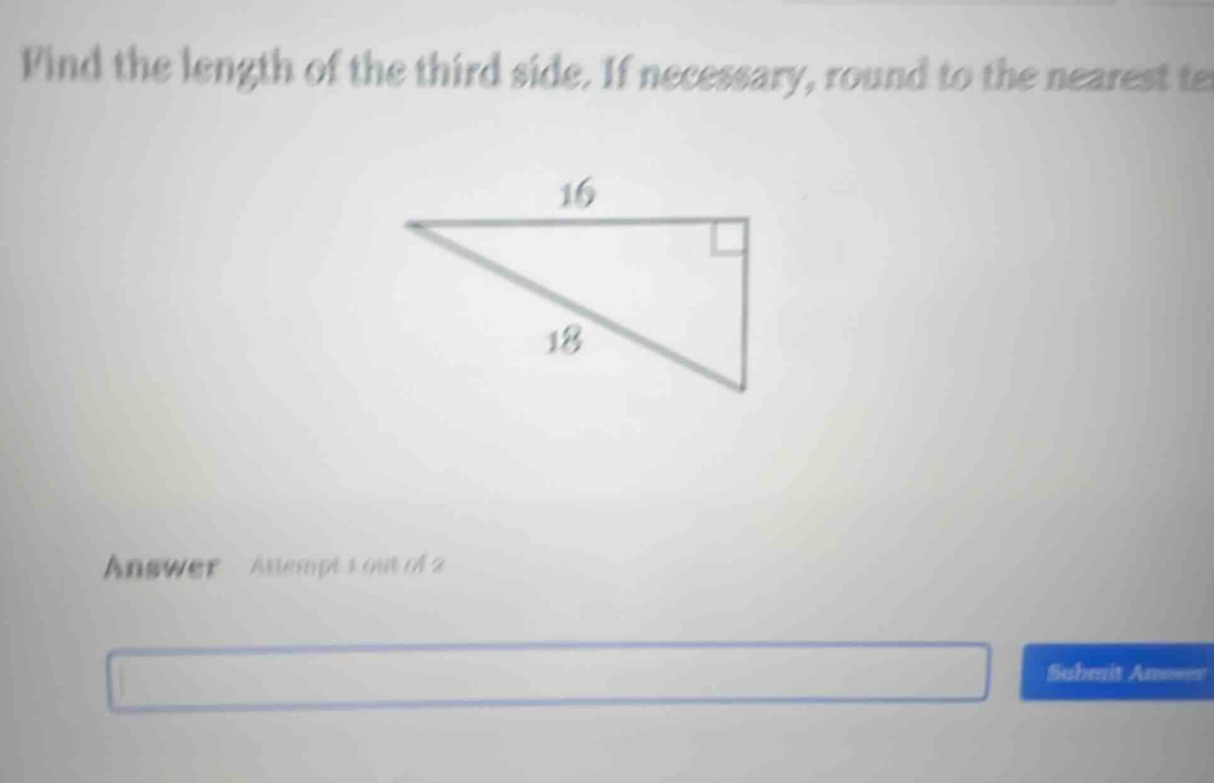find the length of the third side. if necessary, round to the nearest t…