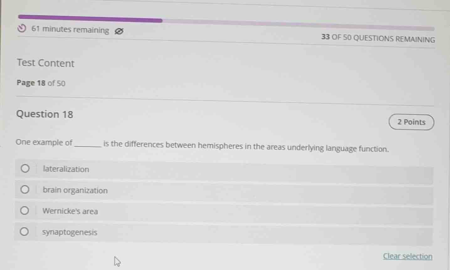 61 minutes remaining33 of 50 questions remainingtest contentpage 18 of …