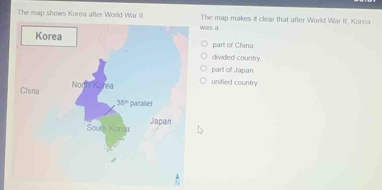 the map shows korea after world war ii. the map makes it clear that aft…