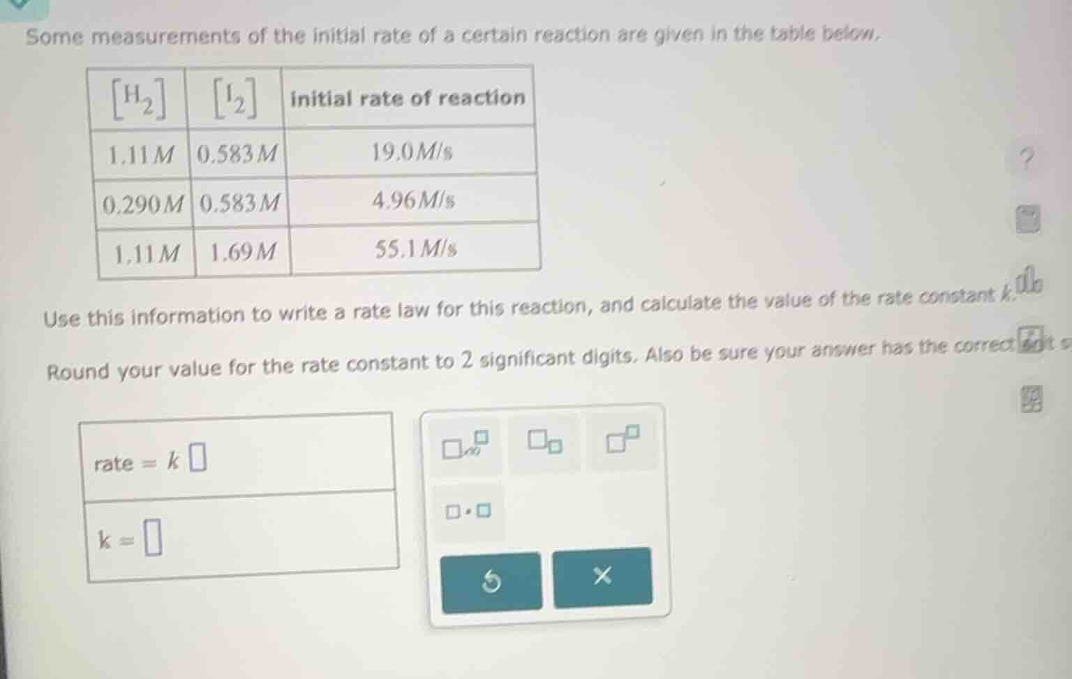 some measurements of the initial rate of a certain reaction are given i…