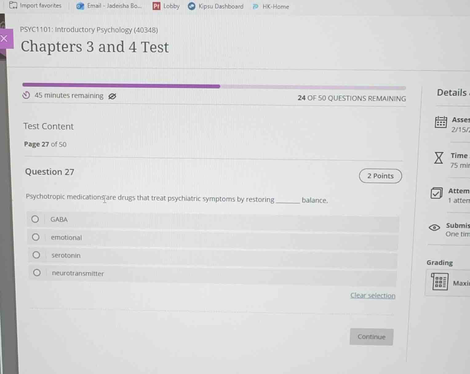 psyc1101: introductory psychology (40348)chapters 3 and 4 test45 minute…