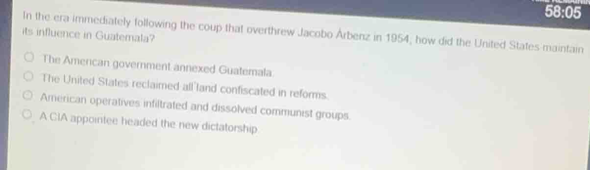in the era immediately following the coup that overthrew jacobo árbenz …
