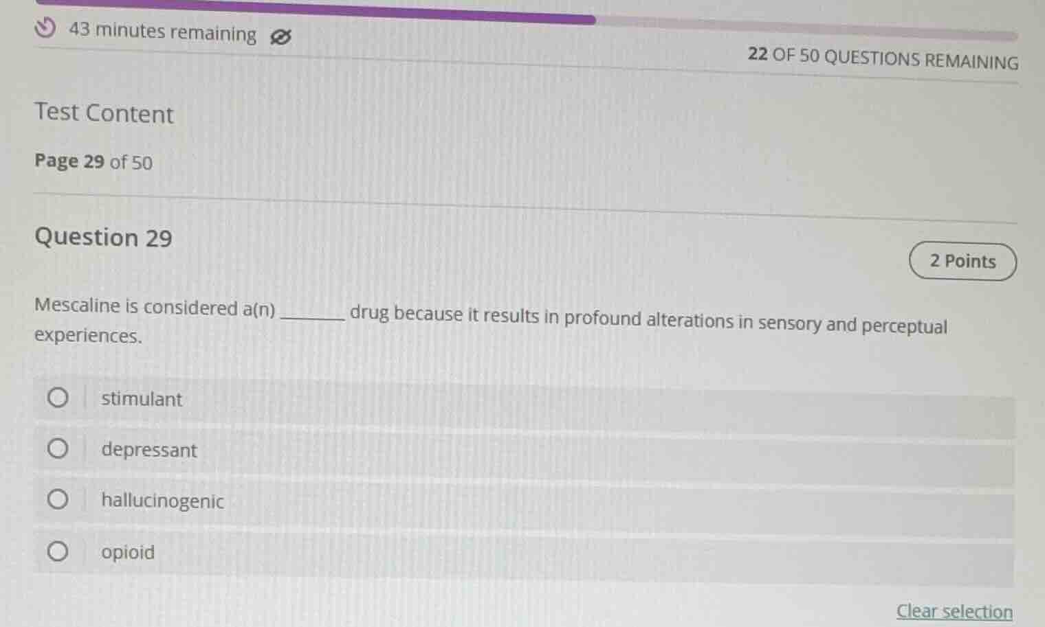 43 minutes remaining22 of 50 questions remainingtest contentpage 29 of …