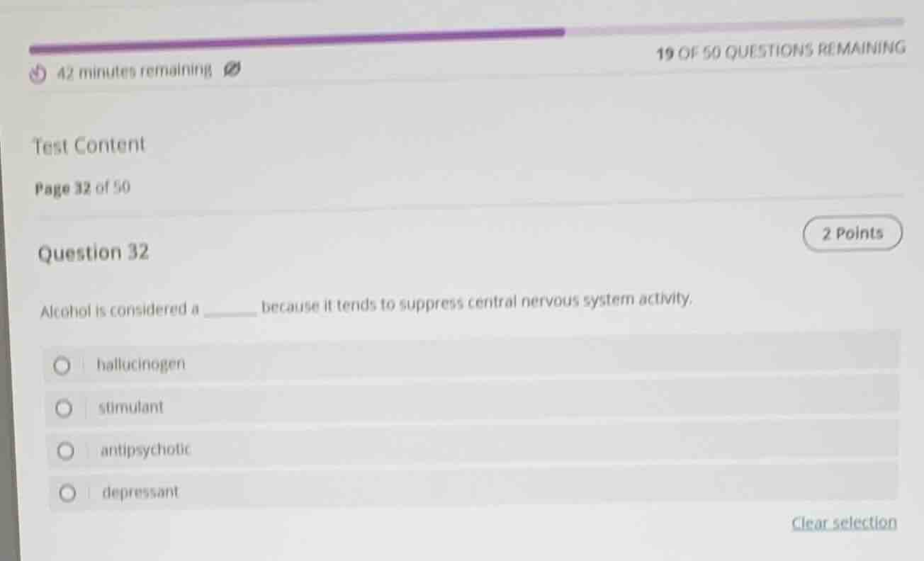 42 minutes remaining19 of 50 questions remainingtest contentpage 32 of …