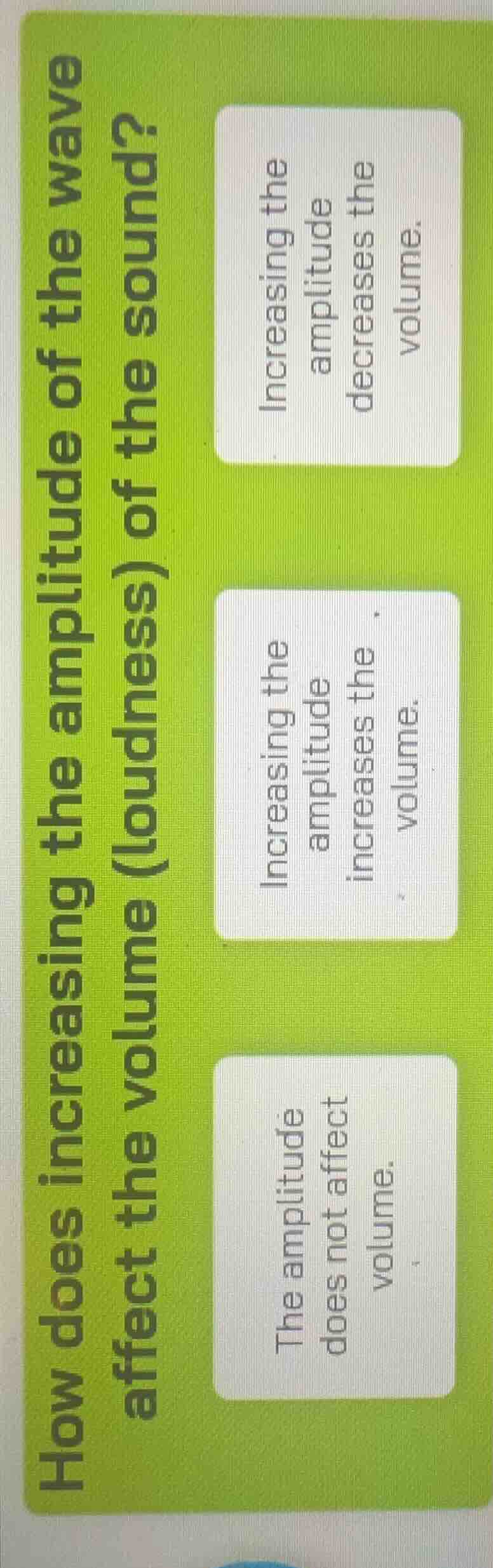 how does increasing the amplitude of the wave affect the volume (loudne…