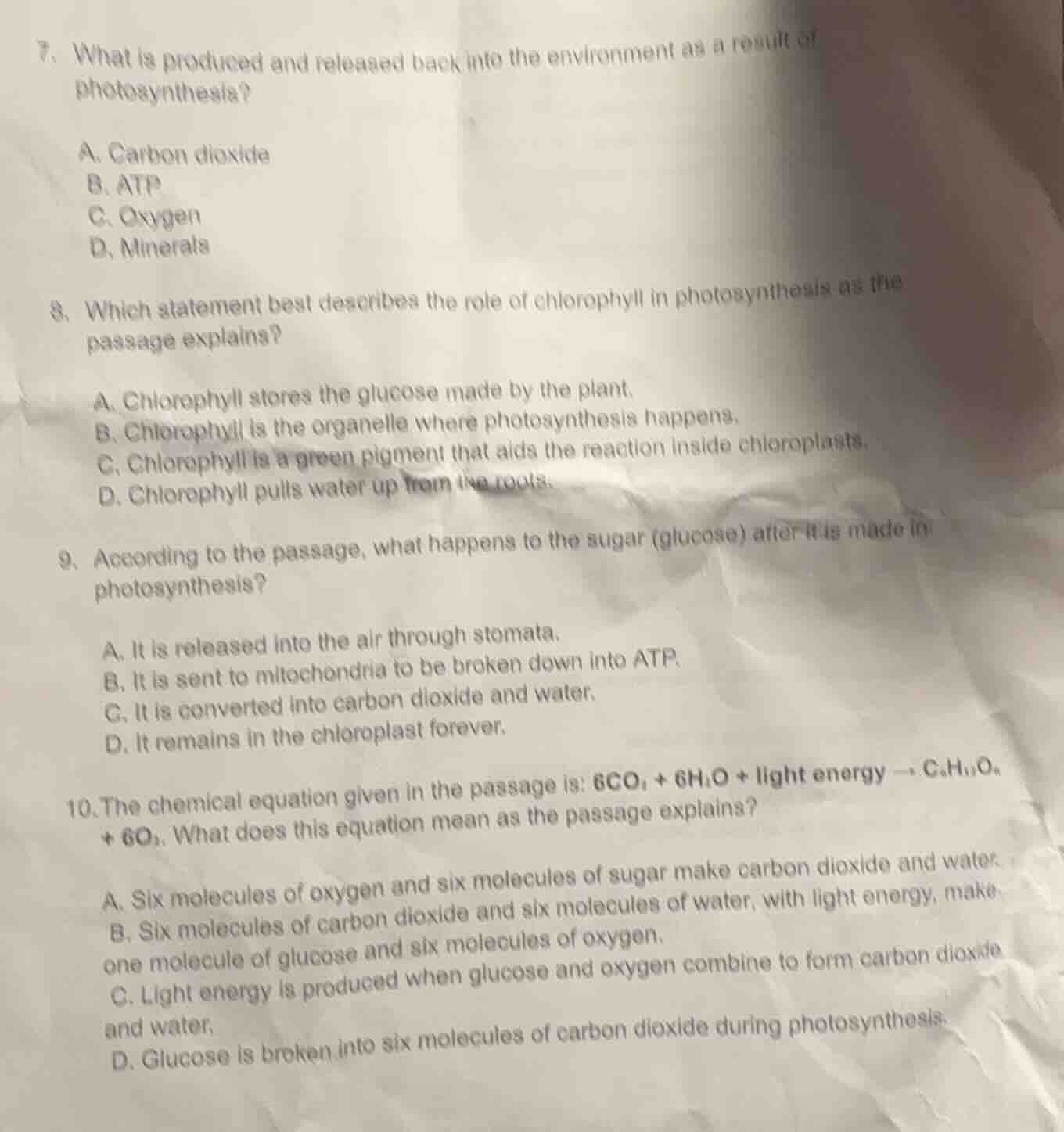 7. what is produced and released back into the environment as a result …
