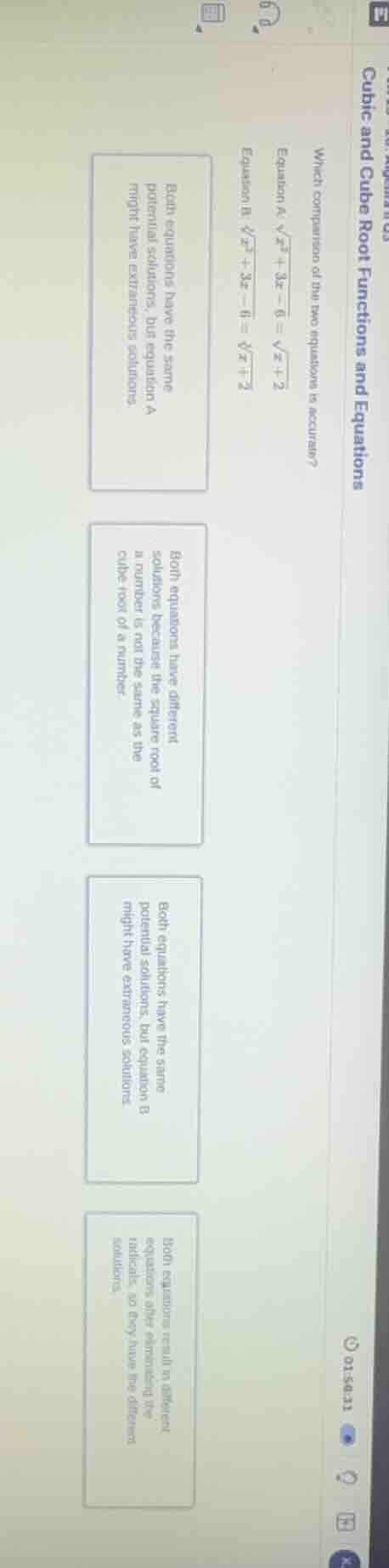 cubic and cube root functions and equations which comparison of the two…