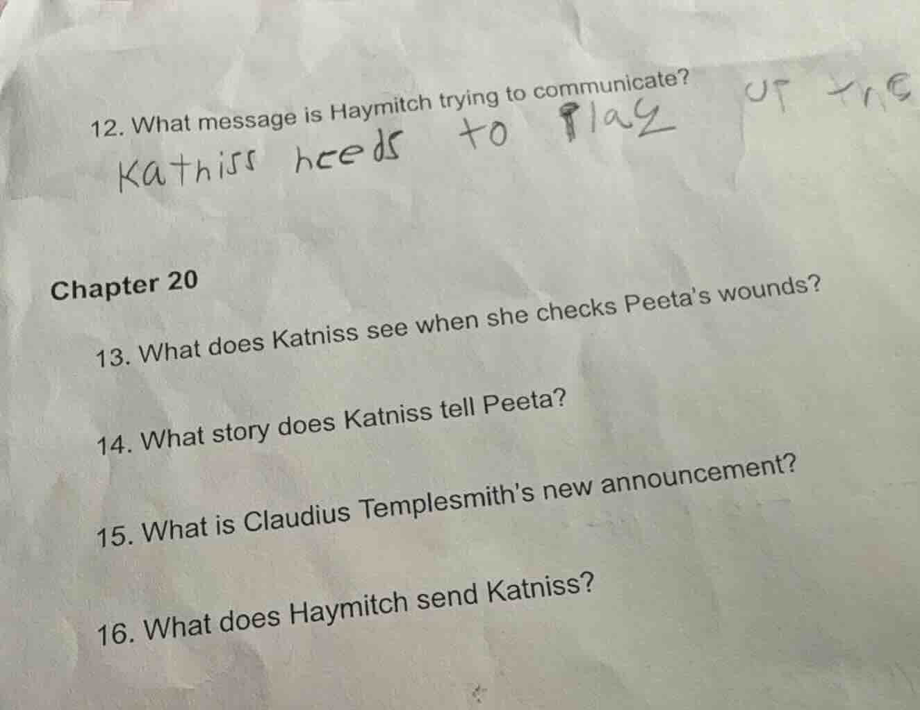 12. what message is haymitch trying to communicate?katniss needs to pla…
