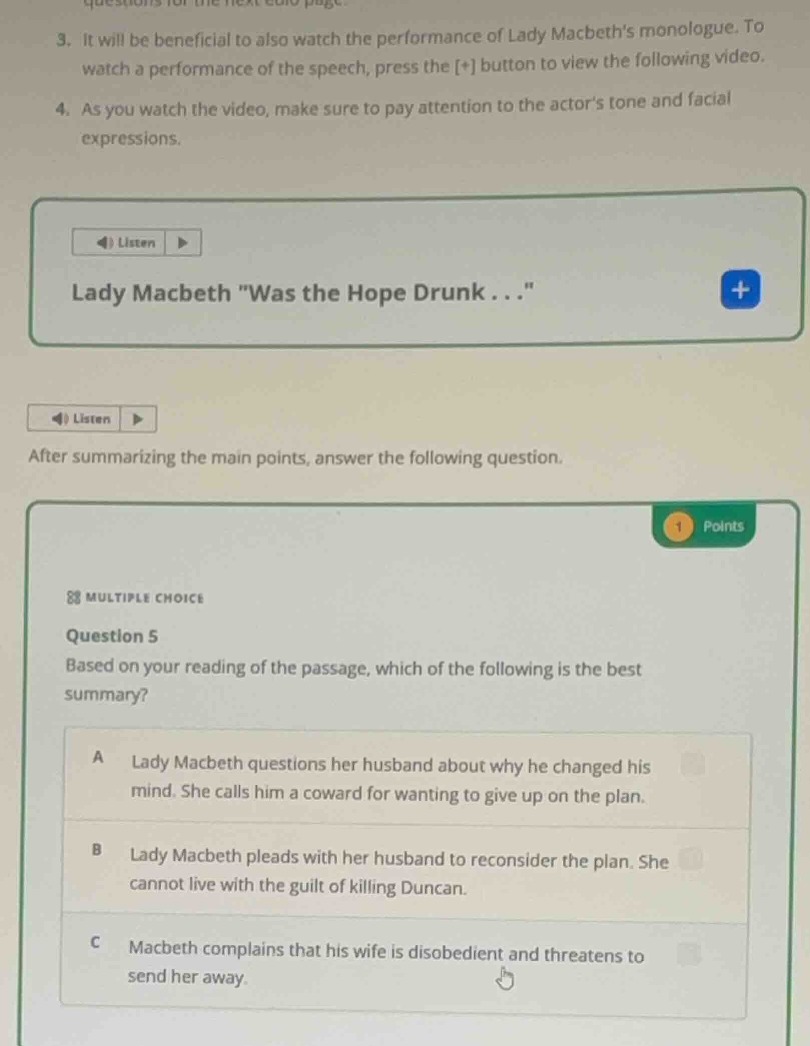 3. it will be beneficial to also watch the performance of lady macbeths…