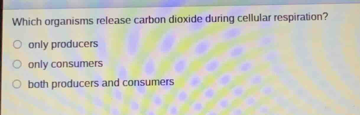 which organisms release carbon dioxide during cellular respiration?○ on…