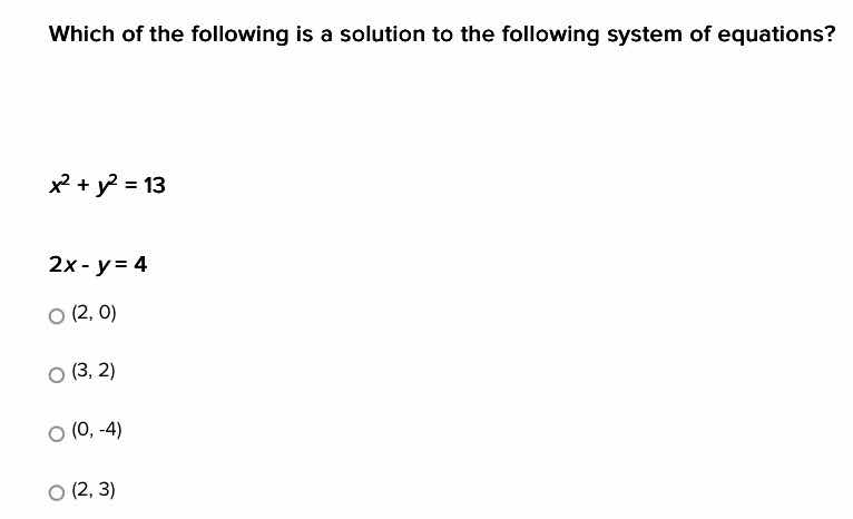 which of the following is a solution to the following system of equatio…