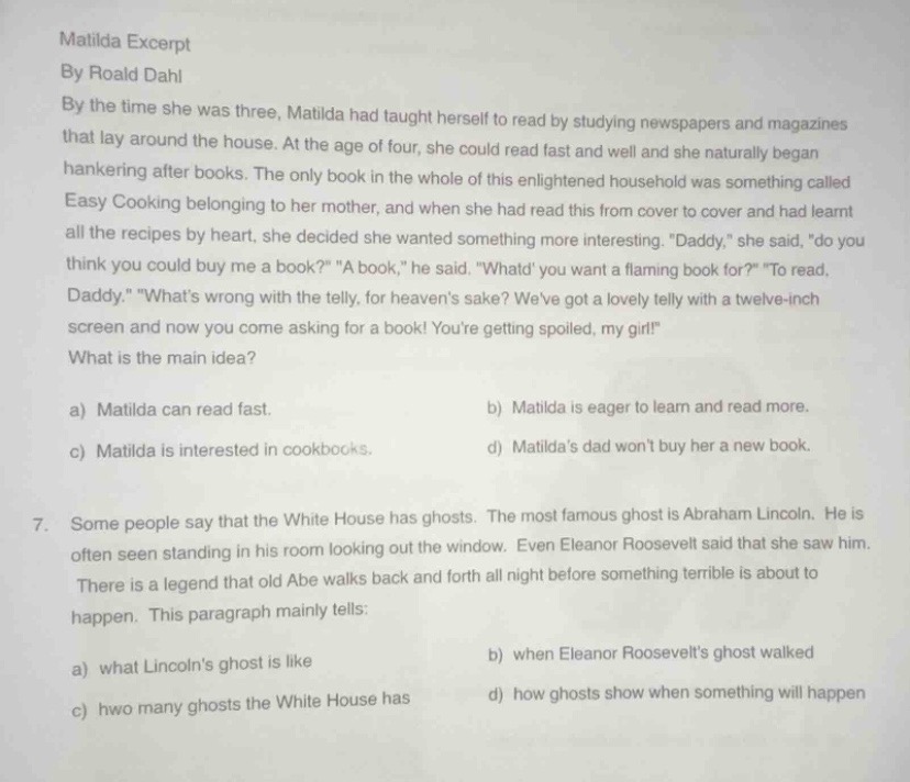 matilda excerpt by roald dahl by the time she was three, matilda had ta…