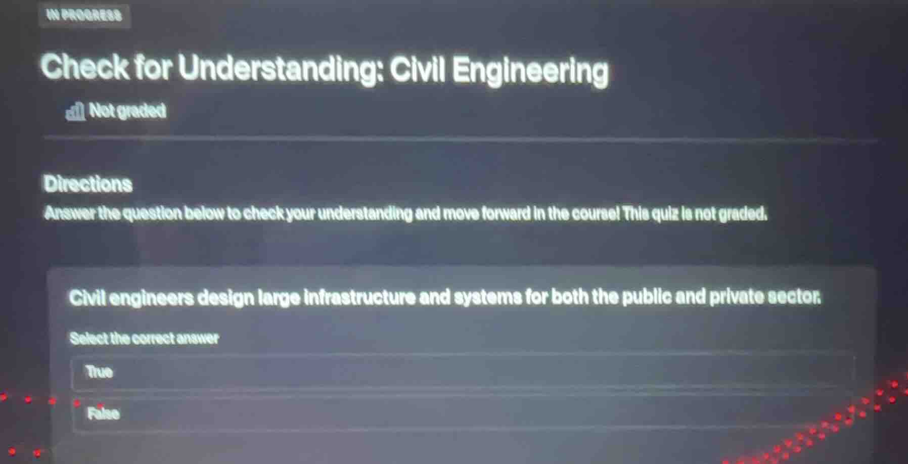 in progress check for understanding: civil engineering not graded direc…