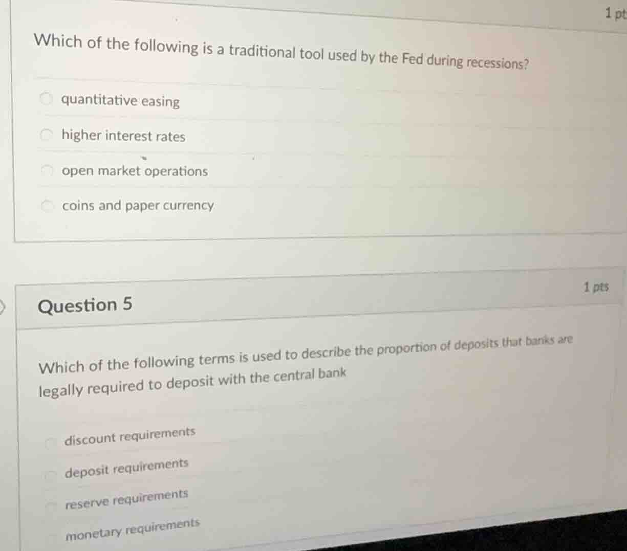 1 ptwhich of the following is a traditional tool used by the fed during…