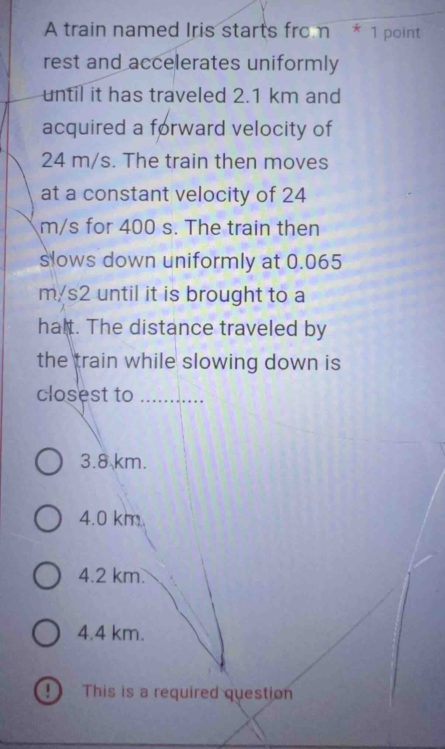 a train named iris starts from rest and accelerates uniformly until it …