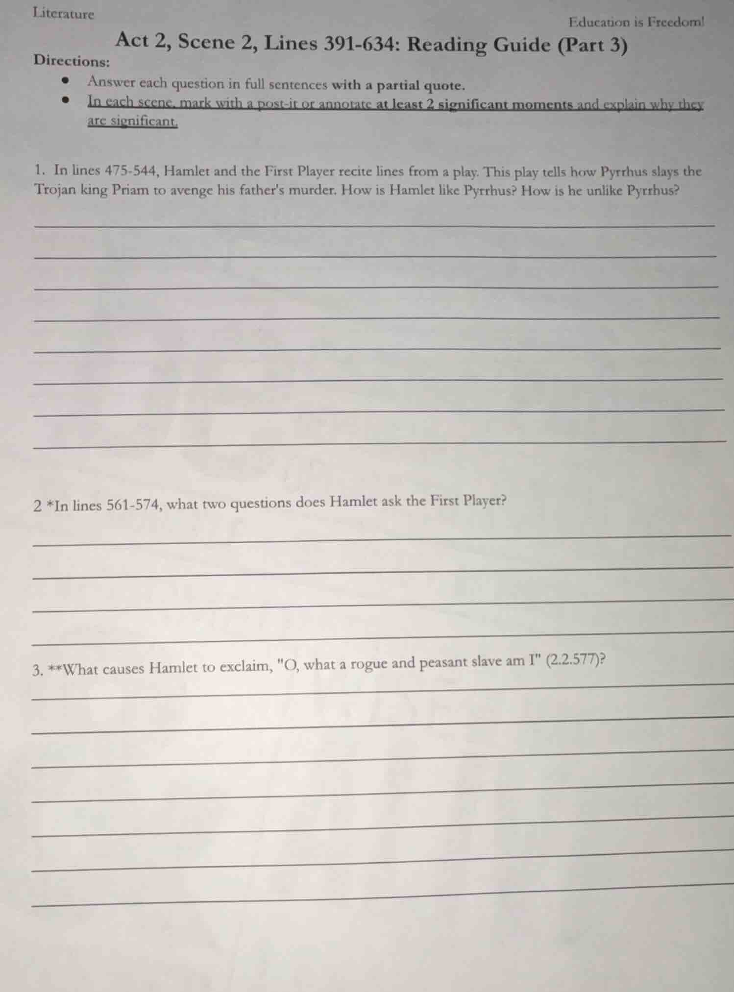 literature education is freedom! act 2, scene 2, lines 391-634: reading…