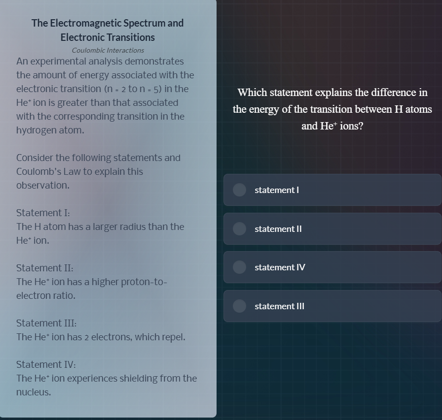 the electromagnetic spectrum and electronic transitions coulombic inter…