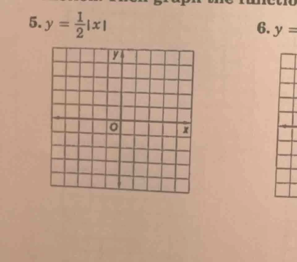 5. $y = \\frac{1}{2}|x|$ 6. $y = $