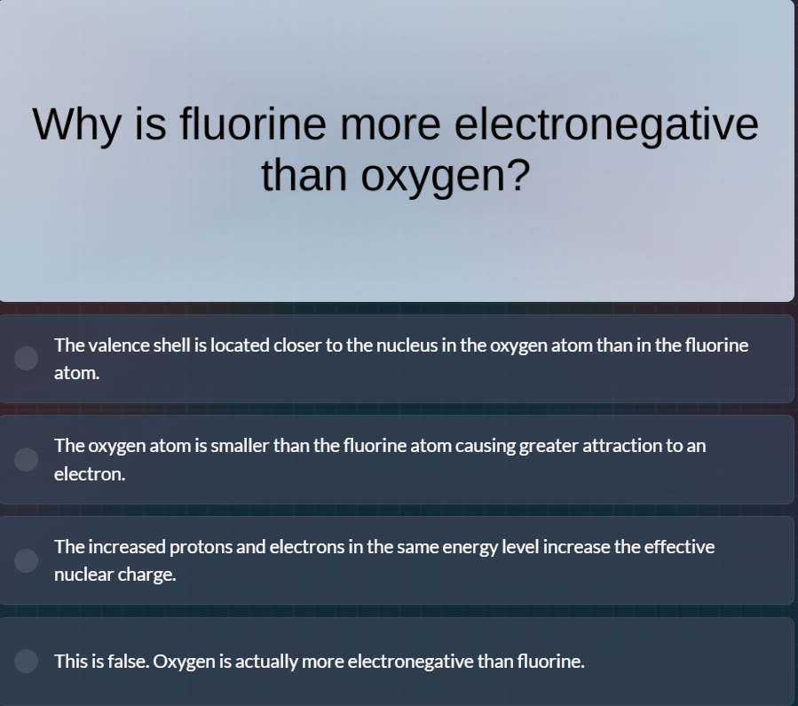 why is fluorine more electronegative than oxygen? the valence shell is …