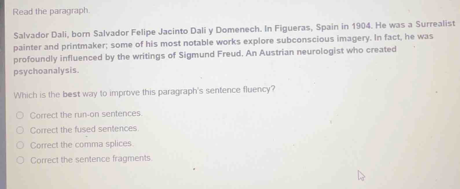 read the paragraph. salvador dali, born salvador felipe jacinto dali y …