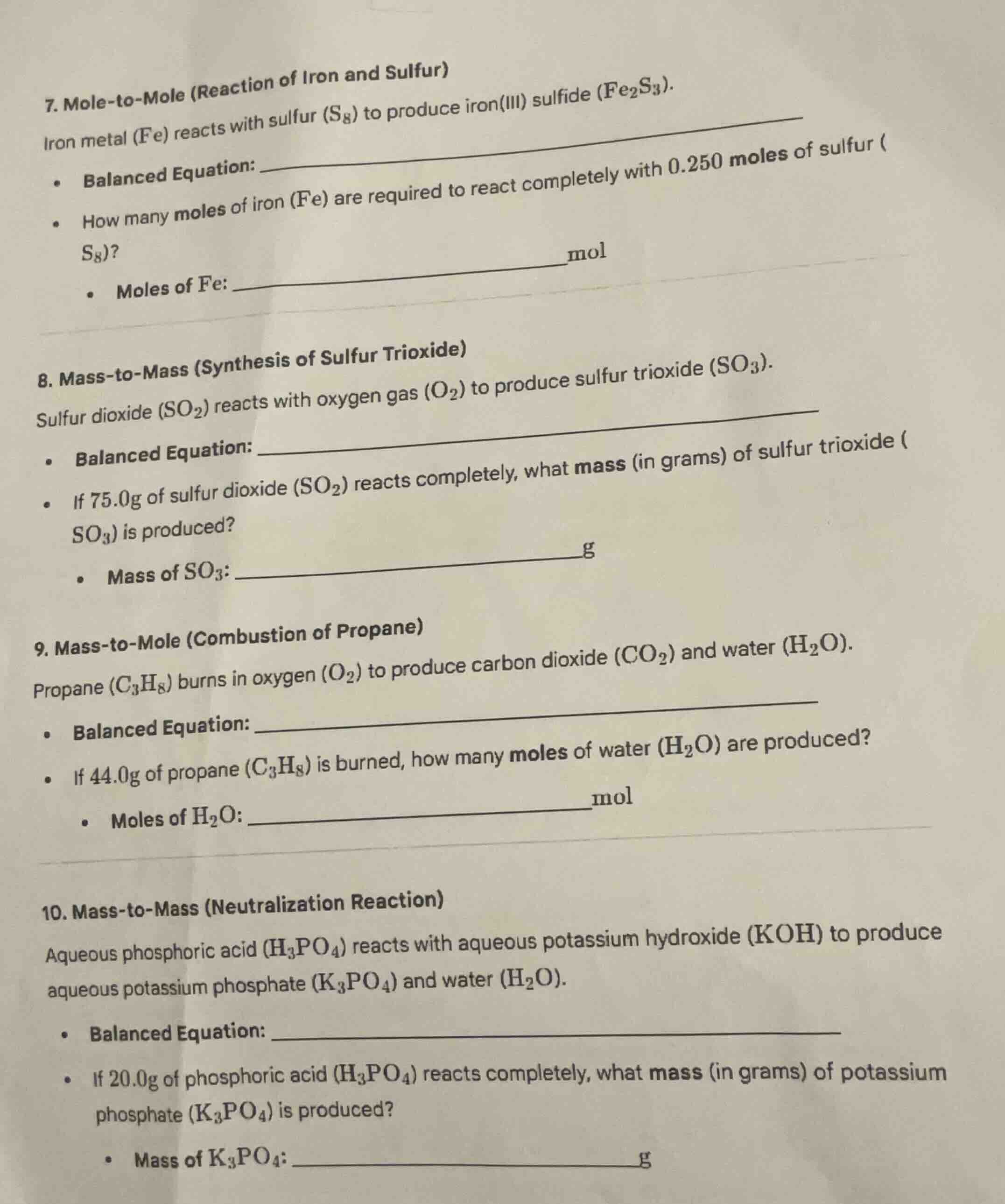 7. mole-to-mole (reaction of iron and sulfur)iron metal (fe) reacts wit…